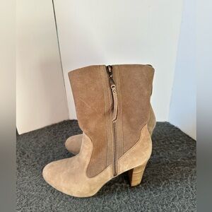 UGG Athena suede and textured leather boots, beige, women’s size 8